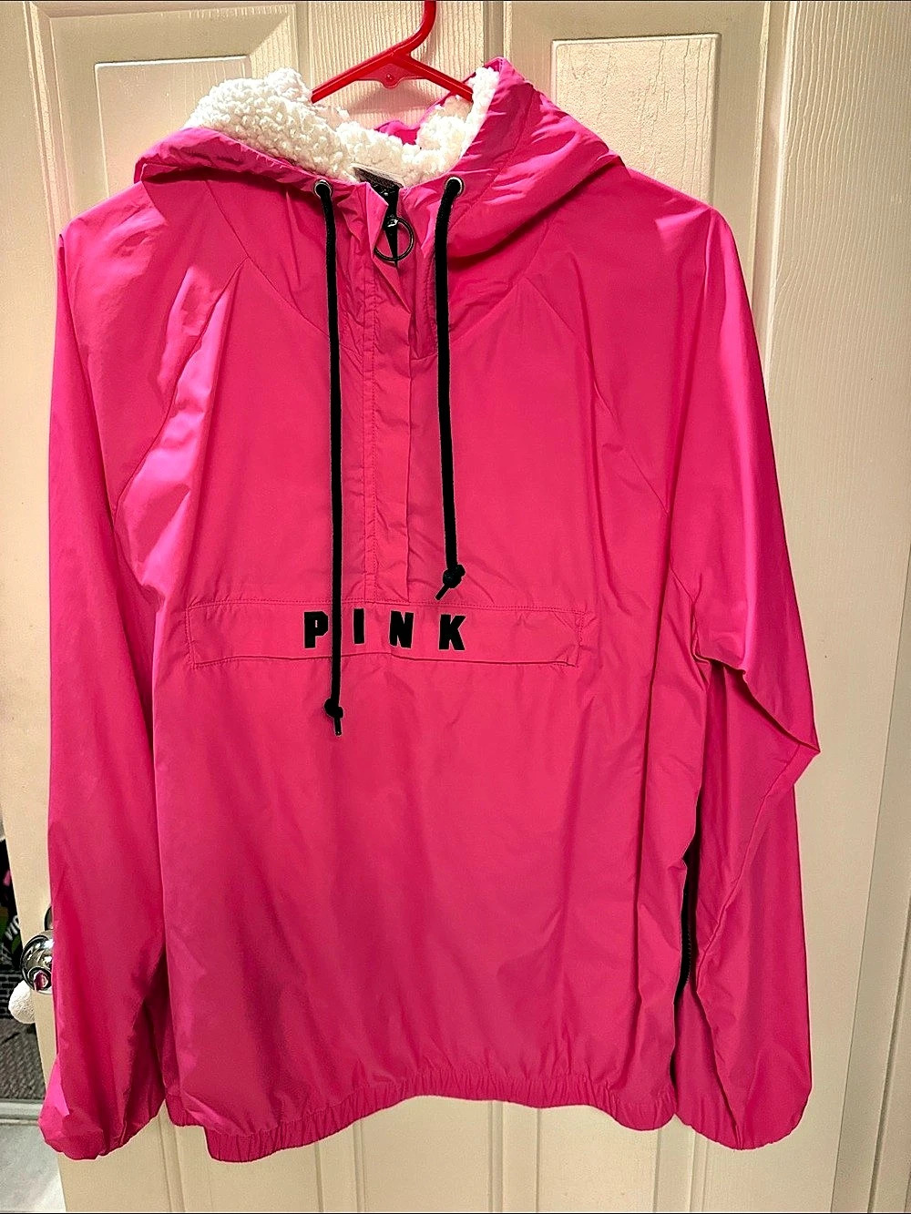 PINK Victoria's Secret Sherpa Lined Anorak Windbreaker Jacket Pink